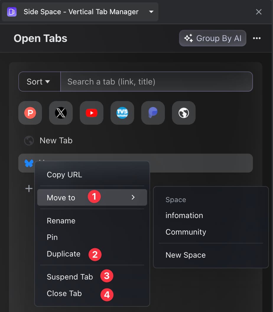 How to Manage Tabs and Tab Groups in a Space