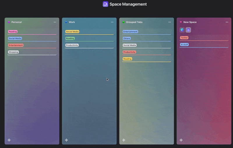 Reorder Spaces with Drag-and-Drop
