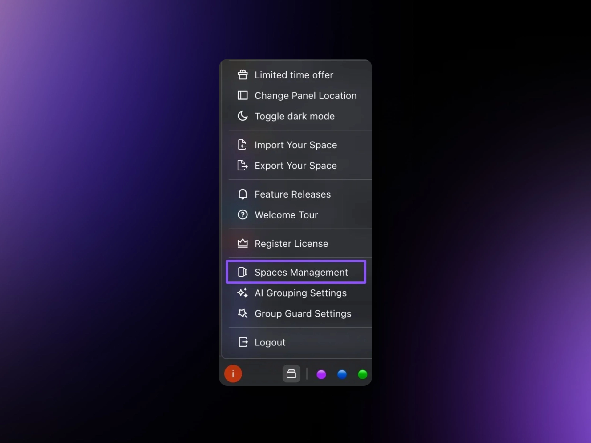 Navigate to the "Spaces Management" Section