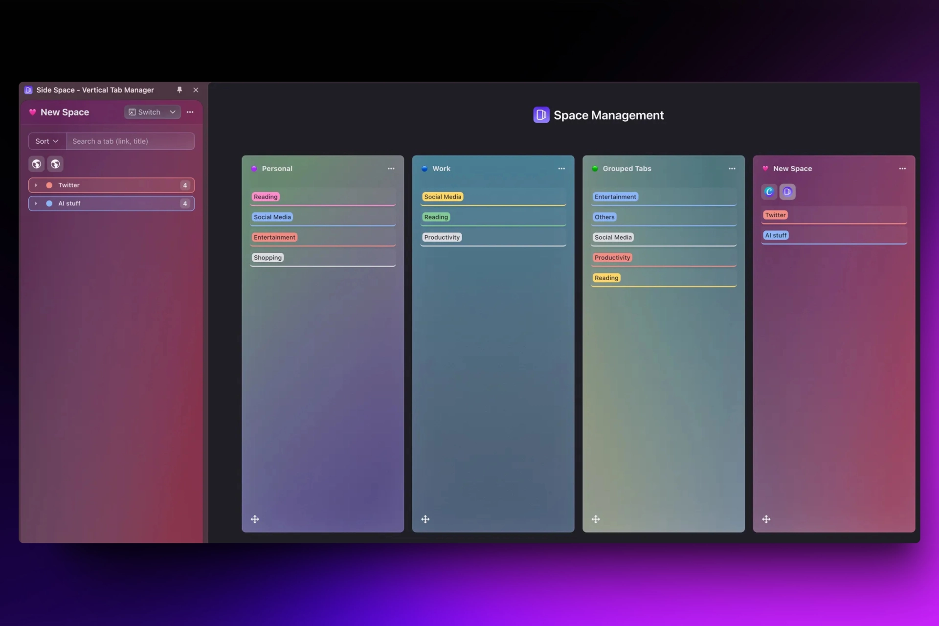 Manage Your Spaces on the Space Management Page
