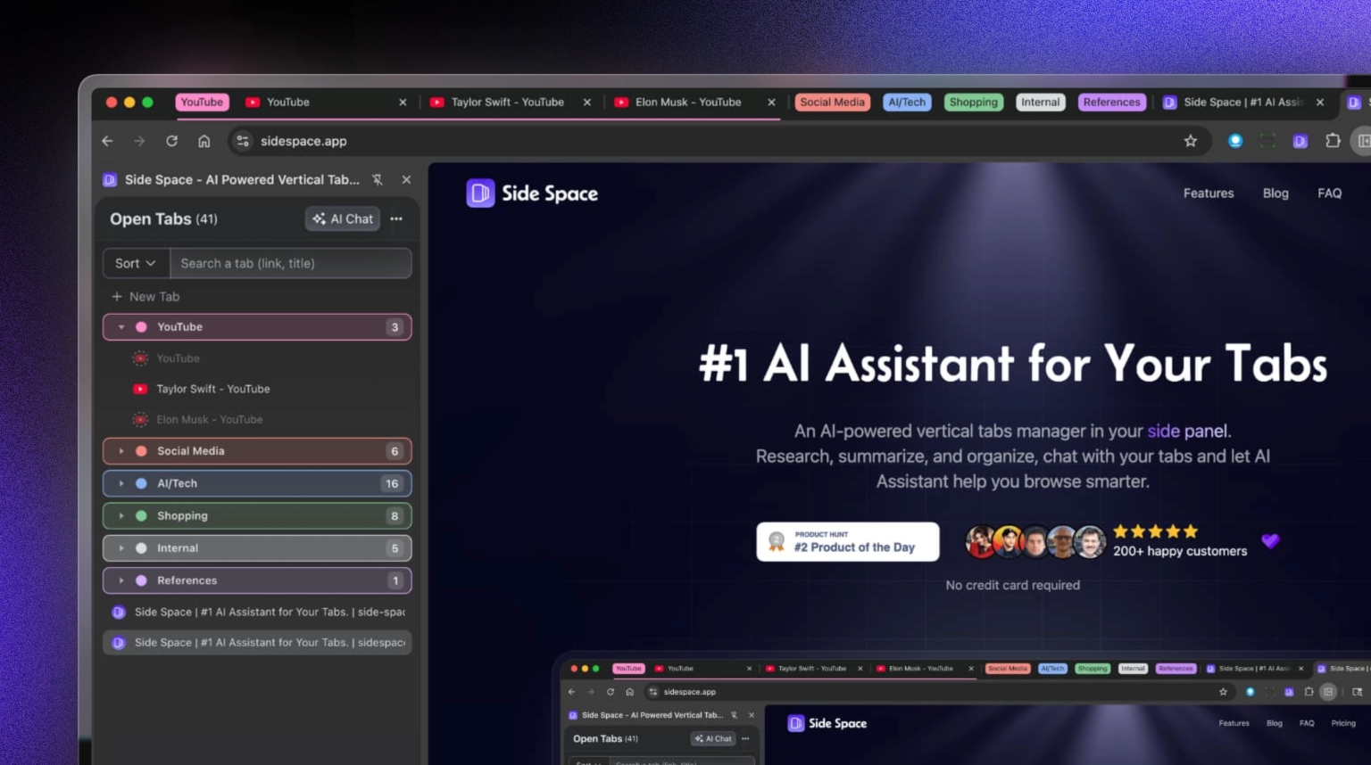 Side Space vertical tabs interface