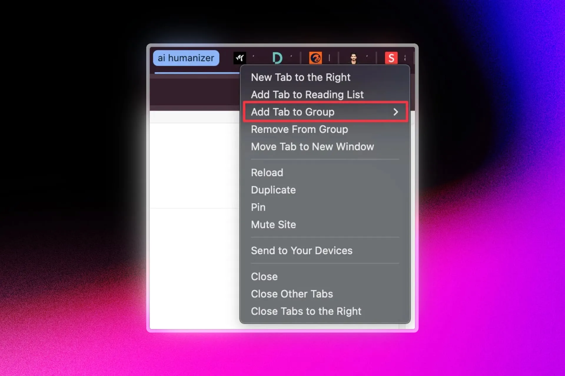Add tab to group from Chrome
