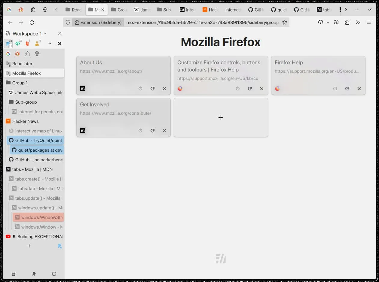 sidebery dashboard